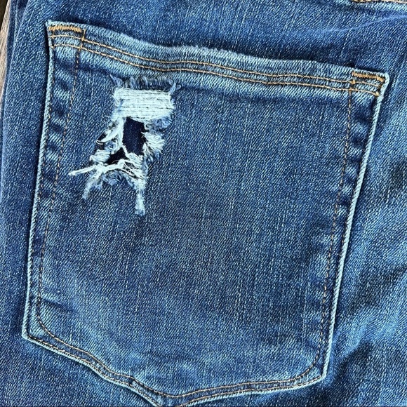 Good American Good Legs Distressed Skinny Jeans Size 25 Stretch Medium Wash GUC - Picture 8 of 11